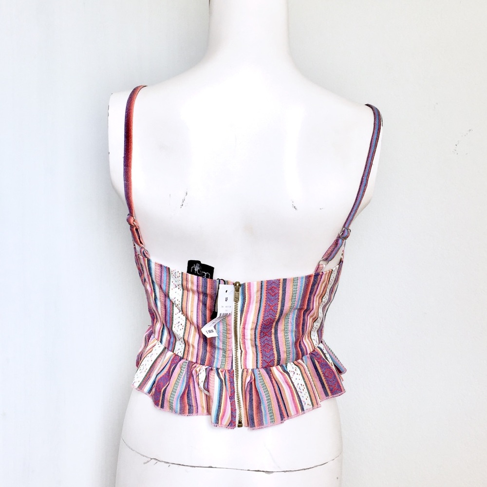NWT LF Lace Up Striped Festival Top - Picture 4 of 5